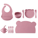 Kit Alimentação 10 Peças em Silicone – Babador, Pratinho, Talheres e Copo