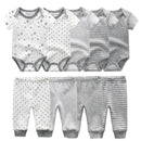Kit Body + Calça em Algodão - Cinza | 5 peças – Boutique Infantil Les Enfants