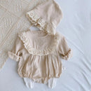Romper com Touca de Algodão e Linho Carlota – Boutique Infantil Les Enfants