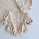 Romper com Touca de Algodão e Linho Carlota – Boutique Infantil Les Enfants