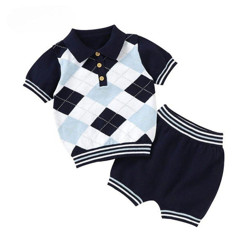 Conjunto Henrique | Tricô Argyle com Gola Polo