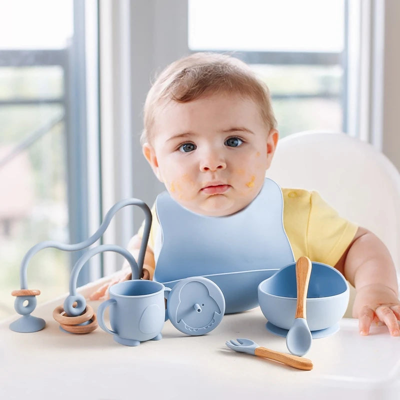 Kit Alimentação com Pratinho e Talheres em Silicone com Ventosa + Jogo de Refeição
