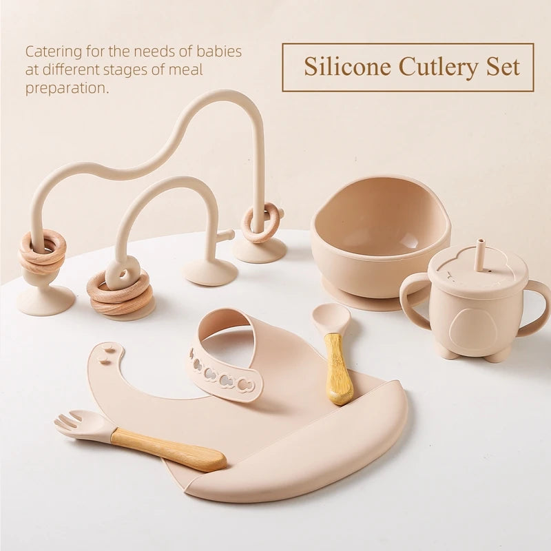 Kit Alimentação com Pratinho e Talheres em Silicone com Ventosa + Jogo de Refeição