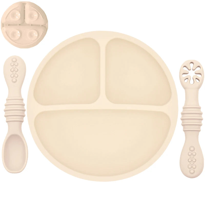 Kit Infantil de Pratinho e Colher em Silicone com Ventosa – Smile Retro