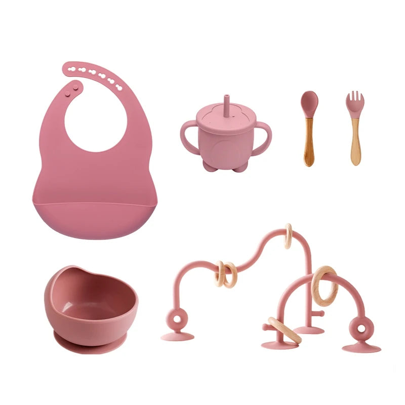 Kit Alimentação com Pratinho e Talheres em Silicone com Ventosa + Jogo de Refeição