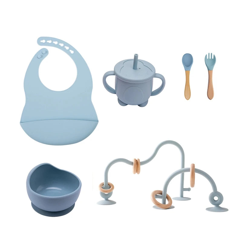 Kit Alimentação com Pratinho e Talheres em Silicone com Ventosa + Jogo de Refeição