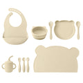 Kit Alimentação 10 Peças em Silicone – Babador, Pratinho, Talheres e Copo