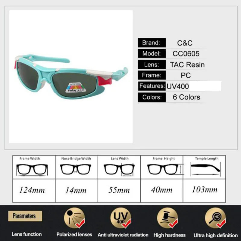 Óculos de Sol Infantil Polarizado UV400 Sport C&C