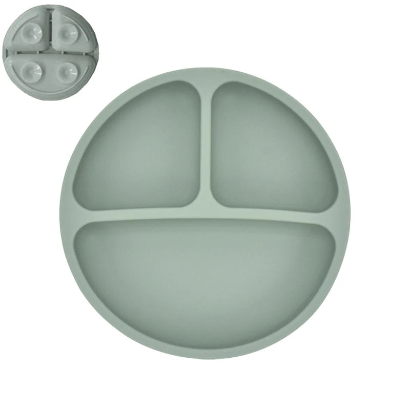 Kit Infantil de Pratinho e Colher em Silicone com Ventosa – Smile Retro