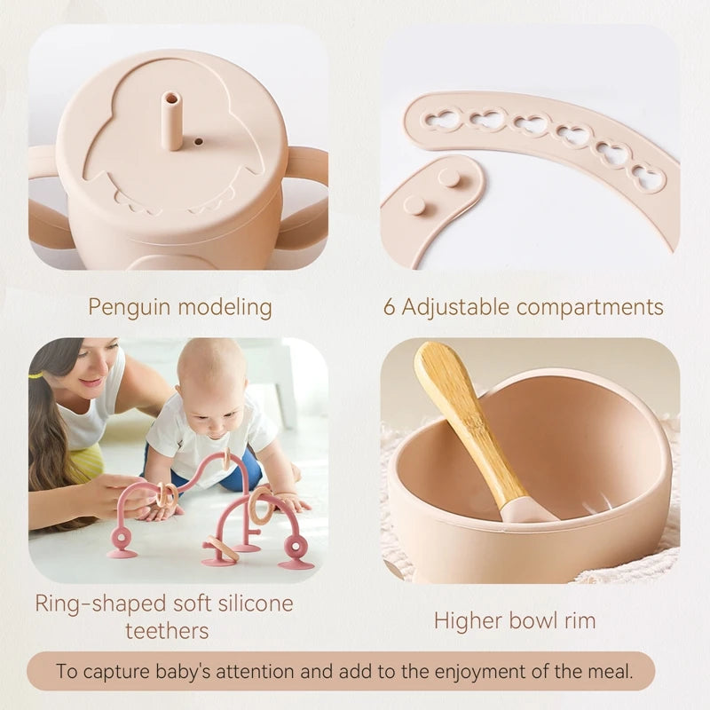 Kit Alimentação com Pratinho e Talheres em Silicone com Ventosa + Jogo de Refeição
