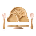 Kit Alimentação com Pratinho e Talheres de Bambu e Silicone com Ventosa