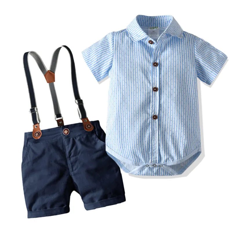 Conjunto Bartolomeu - Camisa Body + Bermuda Suspensório + Gravata Borboleta – Boutique Infantil Les Enfants