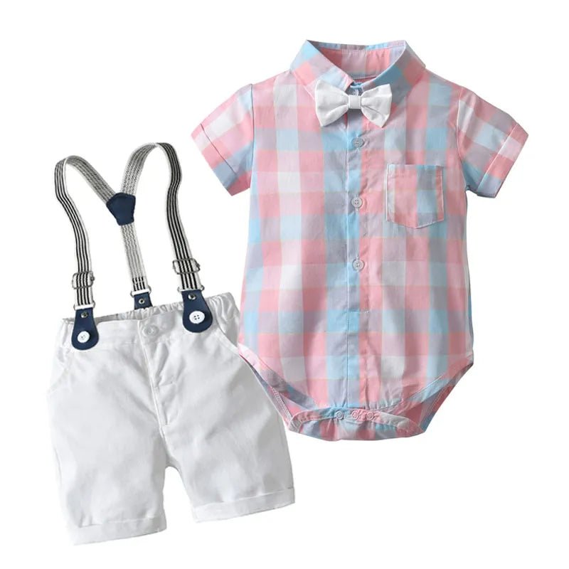 Conjunto Bartolomeu - Camisa Body + Bermuda Suspensório + Gravata Borboleta – Boutique Infantil Les Enfants