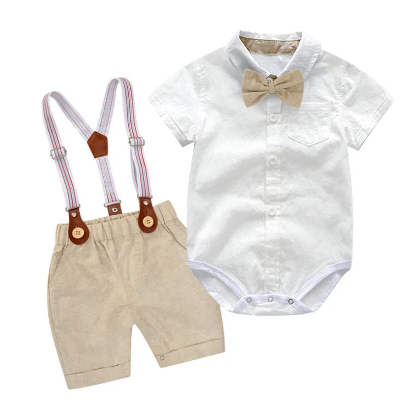 Conjunto Bartolomeu - Camisa Body + Bermuda Suspensório + Gravata Borboleta – Boutique Infantil Les Enfants