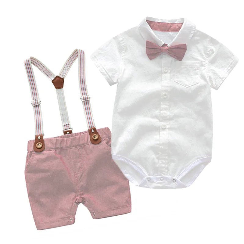 Conjunto Bartolomeu - Camisa Body + Bermuda Suspensório + Gravata Borboleta – Boutique Infantil Les Enfants