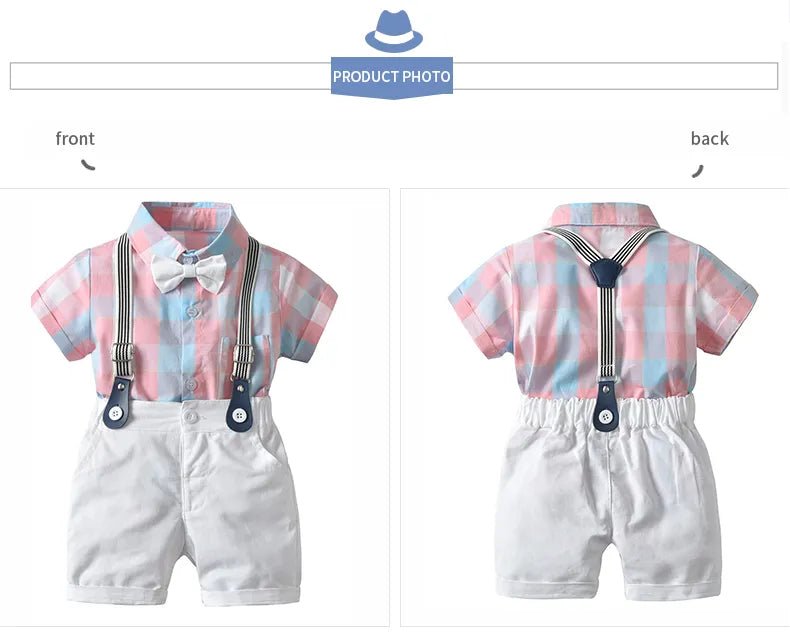 Conjunto Bartolomeu - Camisa Body + Bermuda Suspensório + Gravata Borboleta – Boutique Infantil Les Enfants