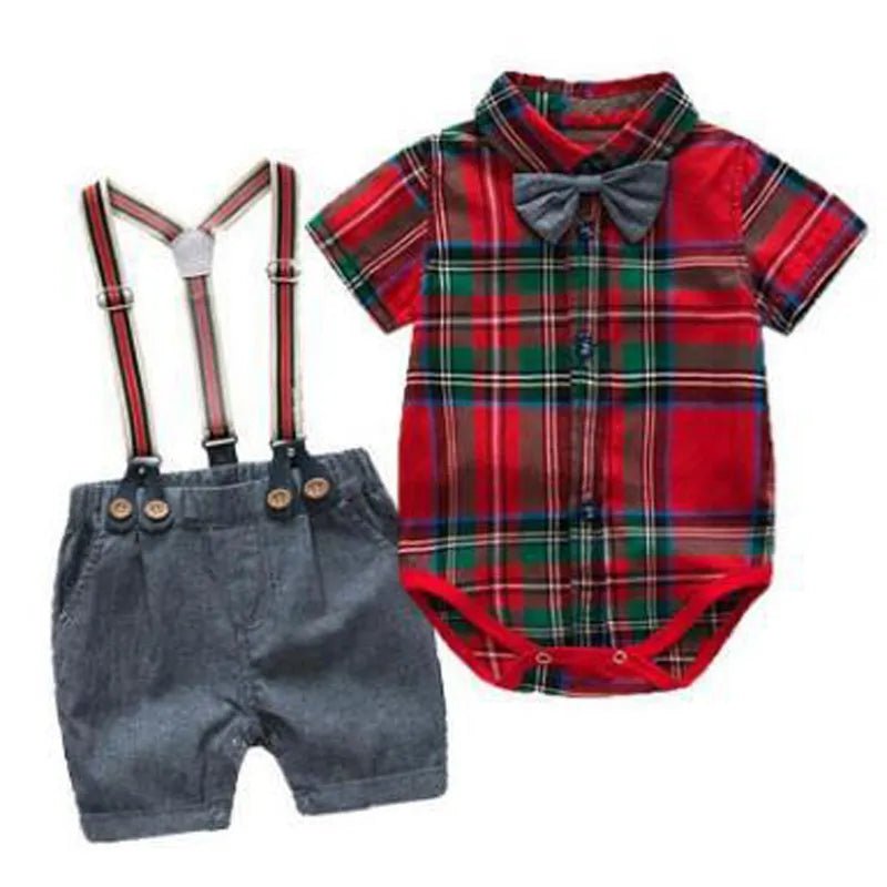 Conjunto Bartolomeu - Camisa Body + Bermuda Suspensório + Gravata Borboleta – Boutique Infantil Les Enfants