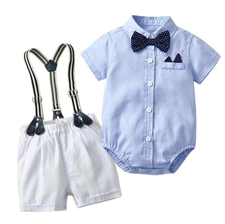 Conjunto Bartolomeu - Camisa Body + Bermuda Suspensório + Gravata Borboleta – Boutique Infantil Les Enfants