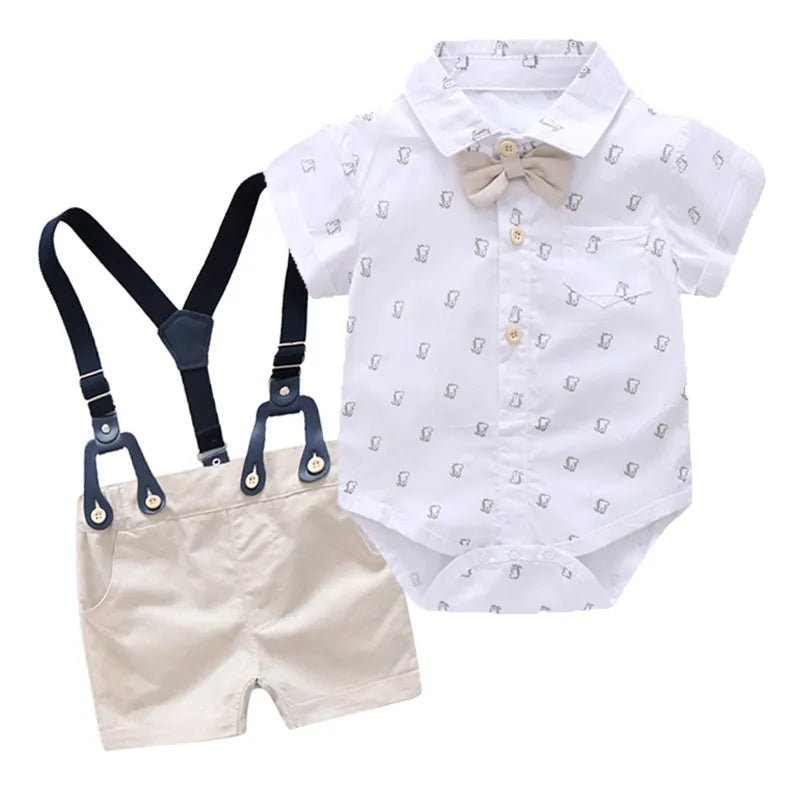 Conjunto Bartolomeu - Camisa Body + Bermuda Suspensório + Gravata Borboleta – Boutique Infantil Les Enfants