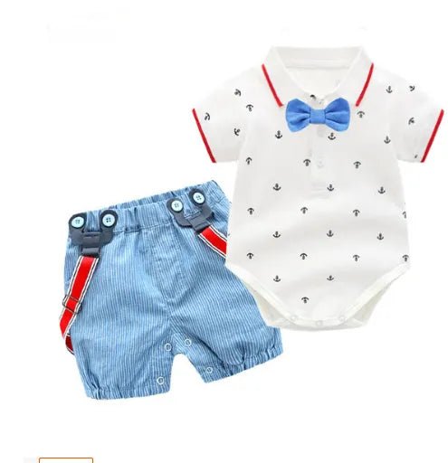 Conjunto Bartolomeu - Camisa Body + Bermuda Suspensório + Gravata Borboleta – Boutique Infantil Les Enfants
