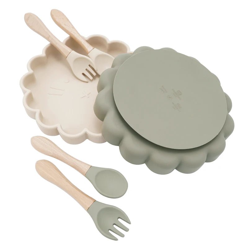 Conjunto de Prato de Silicone Antiderrapante e Talheres – Boutique Infantil Les Enfants