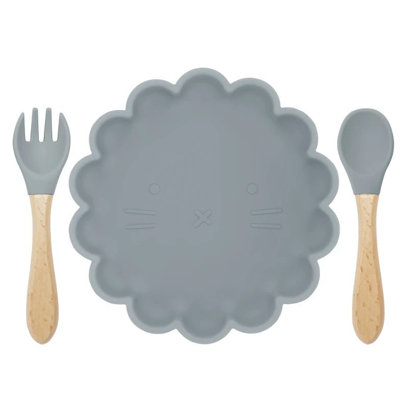 Conjunto de Prato de Silicone Antiderrapante e Talheres – Boutique Infantil Les Enfants