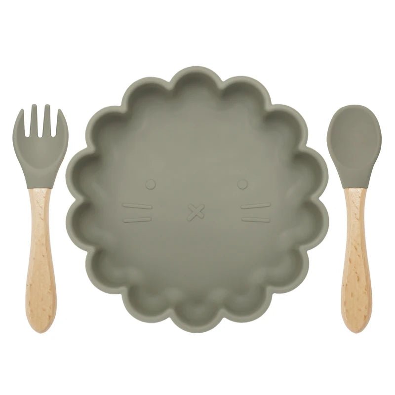 Conjunto de Prato de Silicone Antiderrapante e Talheres – Boutique Infantil Les Enfants