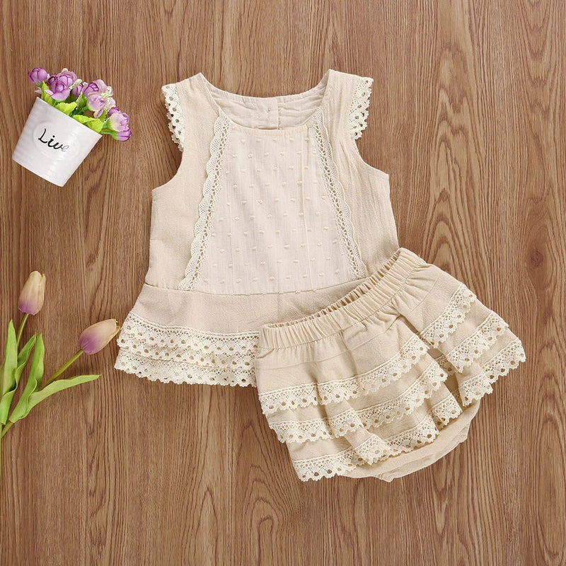 Vista do conjunto infantil completo para meninas