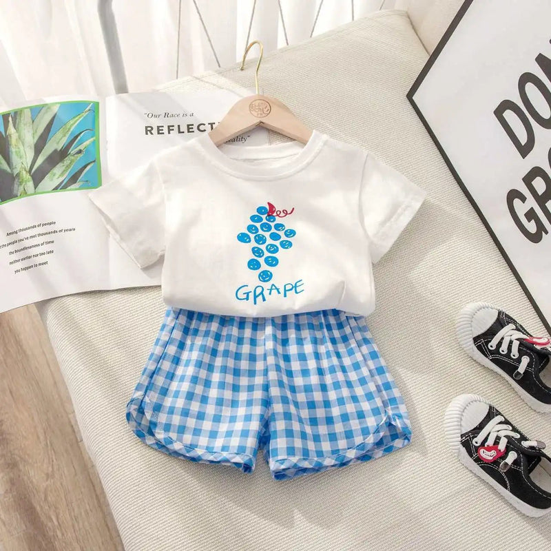 Conjunto Fruits Xadrez | T-shirt + Short – Boutique Infantil Les Enfants