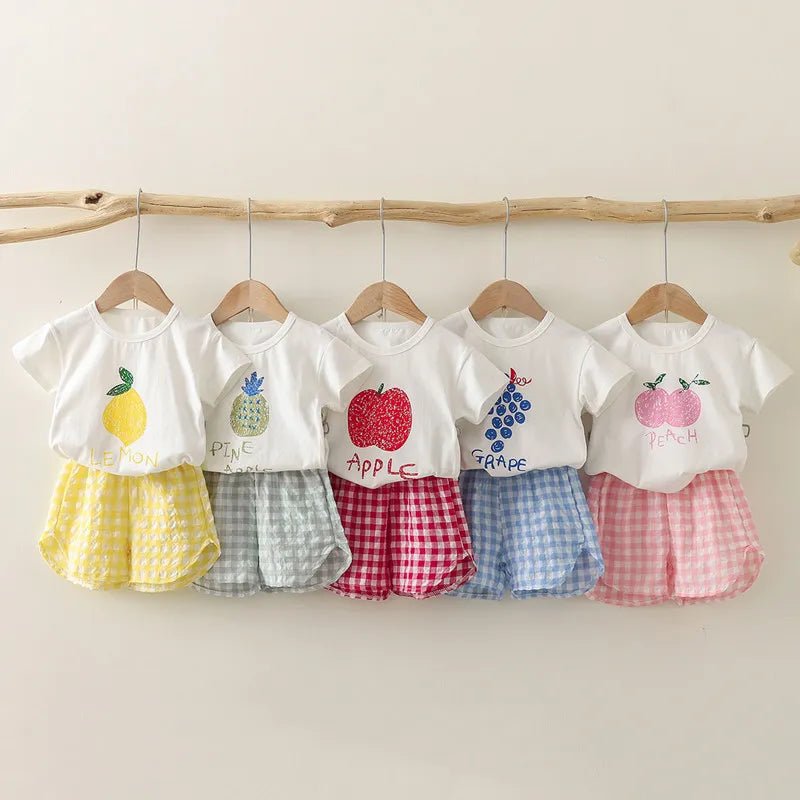 Conjunto Fruits Xadrez | T-shirt + Short – Boutique Infantil Les Enfants