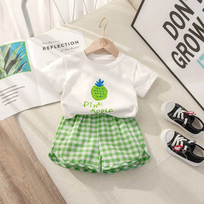 Conjunto Fruits Xadrez | T-shirt + Short – Boutique Infantil Les Enfants