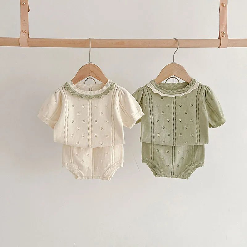 Conjunto Tricot Marshmallow bebê com blusa e short em algodão