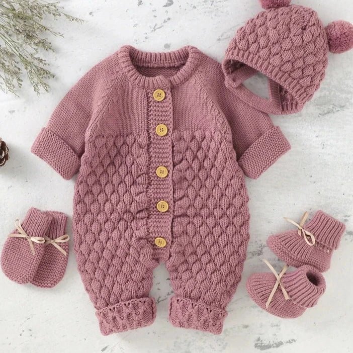 Conjunto Tricot | Romper + Touca + Luva + Sapatinho – Boutique Infantil Les Enfants