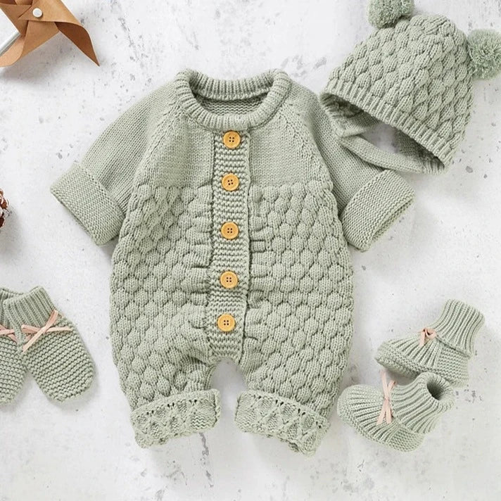 Conjunto Tricot | Romper + Touca + Luva + Sapatinho – Boutique Infantil Les Enfants