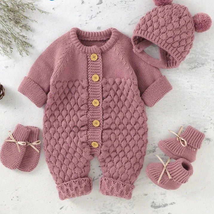 Conjunto Tricot | Romper + Touca + Luva + Sapatinho – Boutique Infantil Les Enfants