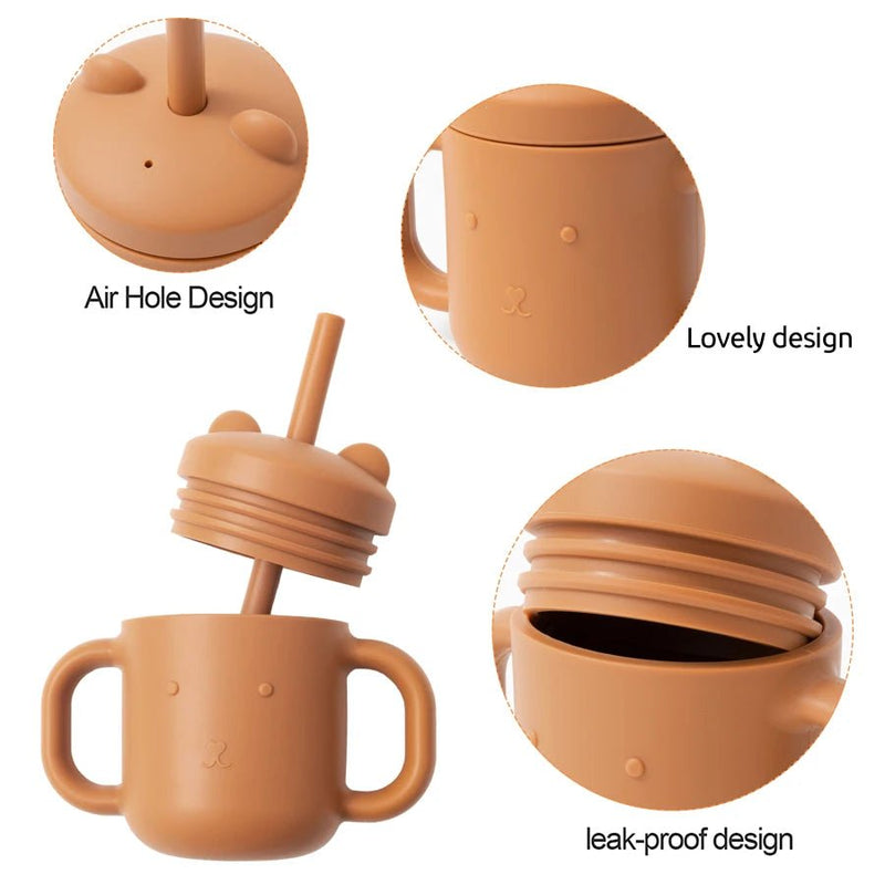 Copo de Treinamento Bebê de Silicone com Alça e Canudo – Boutique Infantil Les Enfants