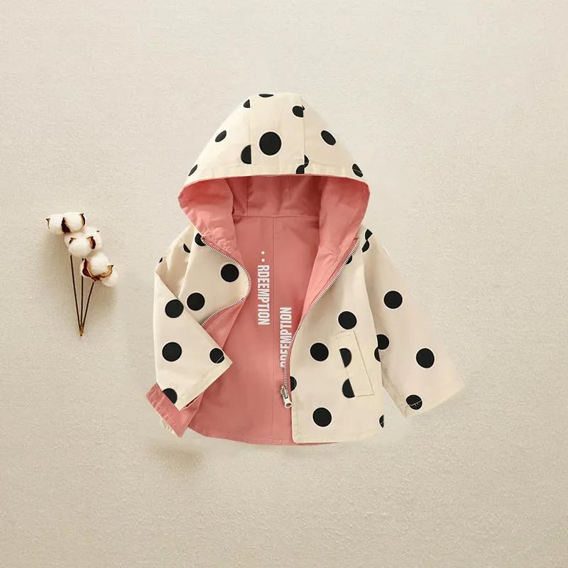 Jaqueta de Bolinhas com Capuz Dupla Face – Boutique Infantil Les Enfants
