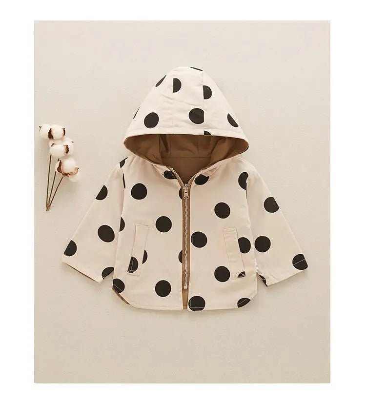 Jaqueta de Bolinhas com Capuz Dupla Face – Boutique Infantil Les Enfants