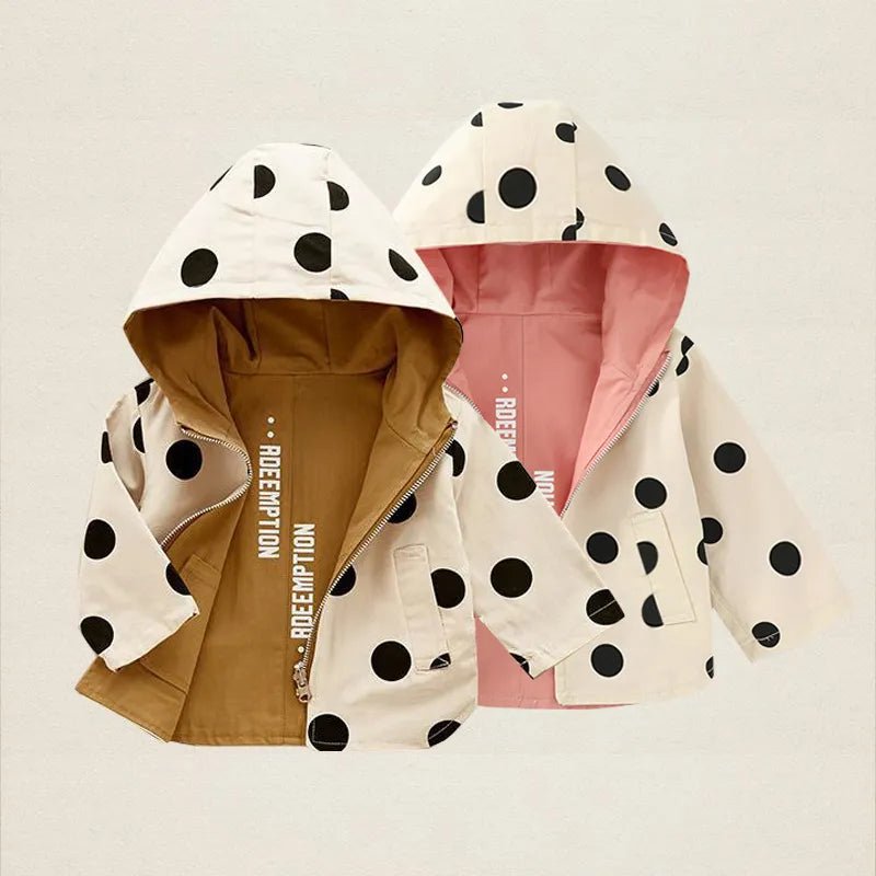 Jaqueta de Bolinhas com Capuz Dupla Face – Boutique Infantil Les Enfants