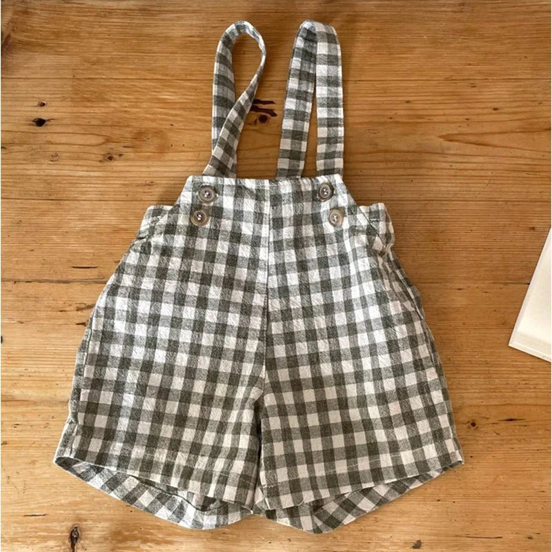 Jardineira Baby Xadrez – Boutique Infantil Les Enfants