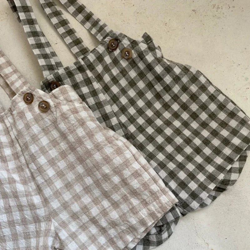 Jardineira Baby Xadrez – Boutique Infantil Les Enfants