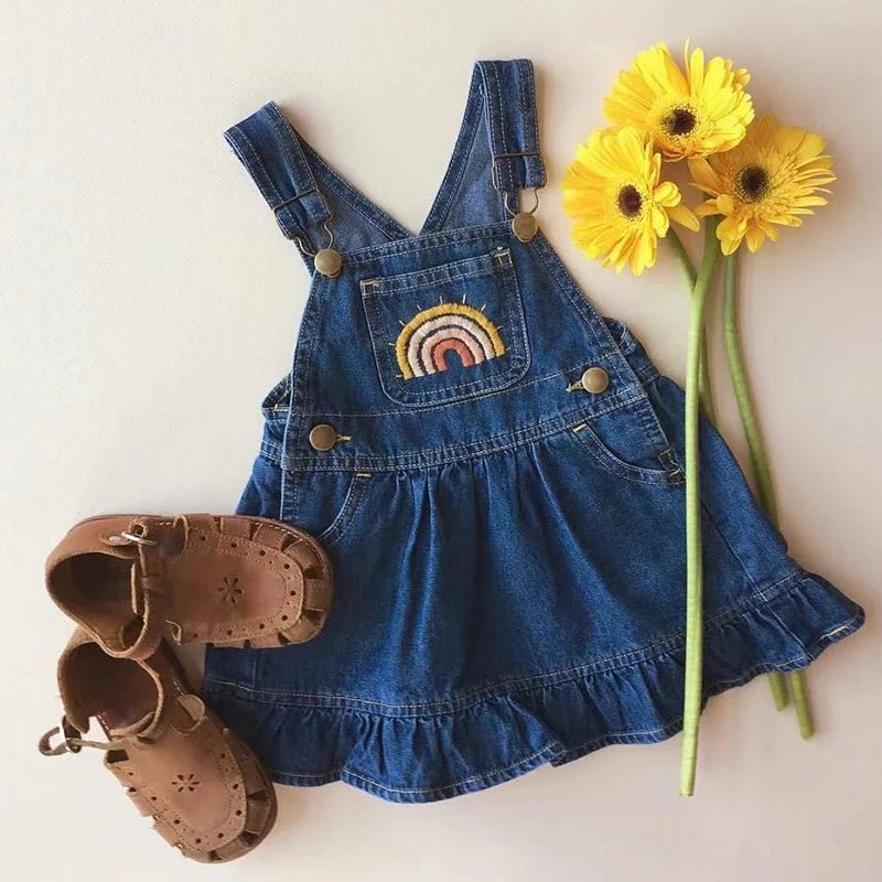 Jardineiras Jeans Rainbow – Boutique Infantil Les Enfants