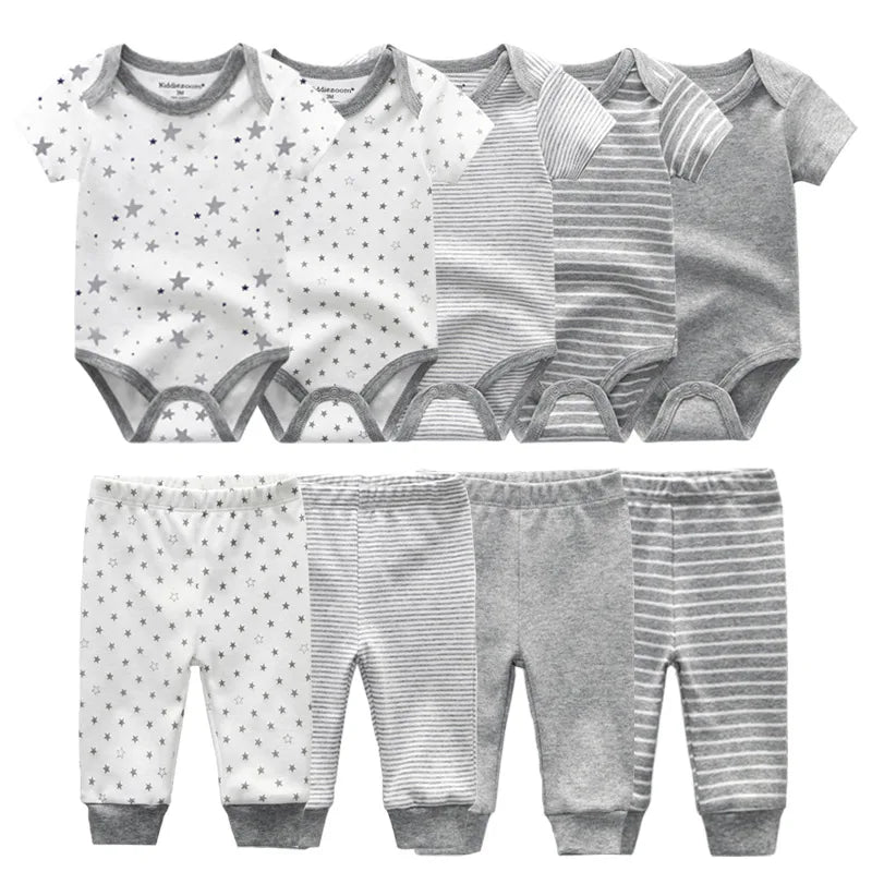Kit Body + Calça em Algodão - Cinza | 5 peças – Boutique Infantil Les Enfants