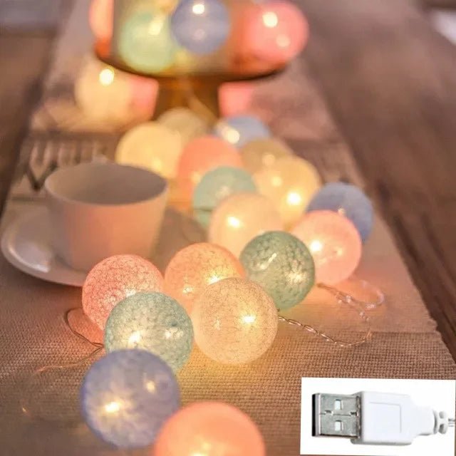 Luminária Cordão Fairy Lights com Bolas de Algodão – Boutique Infantil Les Enfants