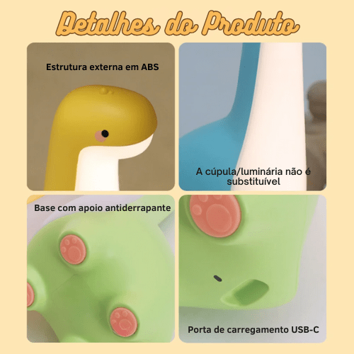 Luminária Infantil Dino Sonhador – Boutique Infantil Les Enfants