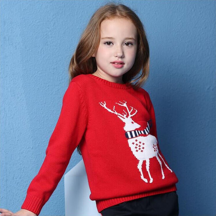 Suéter Tricô Infantil com Rena Bordada – Boutique Infantil Les Enfants