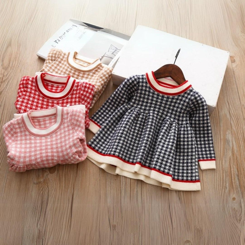 Vestido Tricotado em Algodão Fino Manga Longa – Boutique Infantil Les Enfants